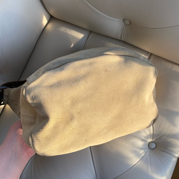 Rare Vintage Y2K Tylie Malibu Suede Crystal Strap Hobo Shoulder Bag Tan Brown - Picture 9 of 14